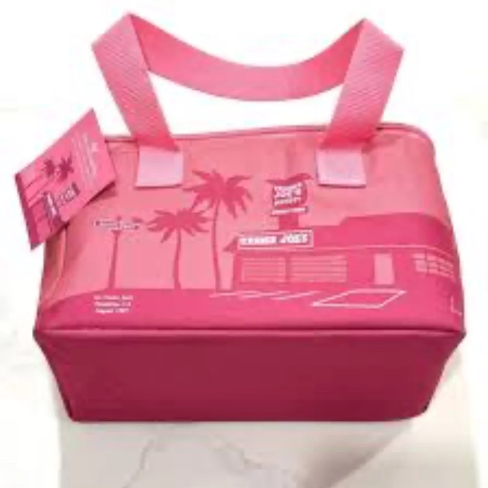 💐 TRADER JOE'S MINI INSULATED PINK TOTE LUNCH COOLER BAG NWT - Picture 7 of 9